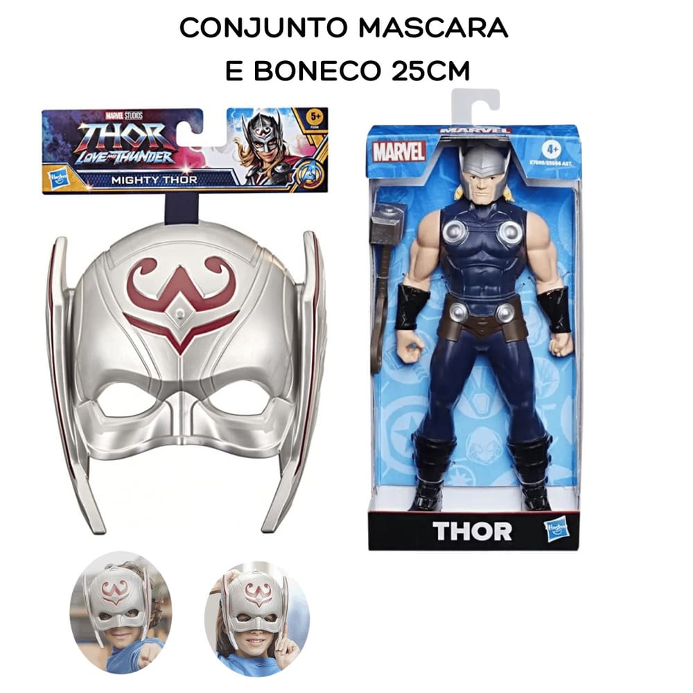 Boneco Da Marvel Thor Com Mascará Da Poderosa Jane Foster