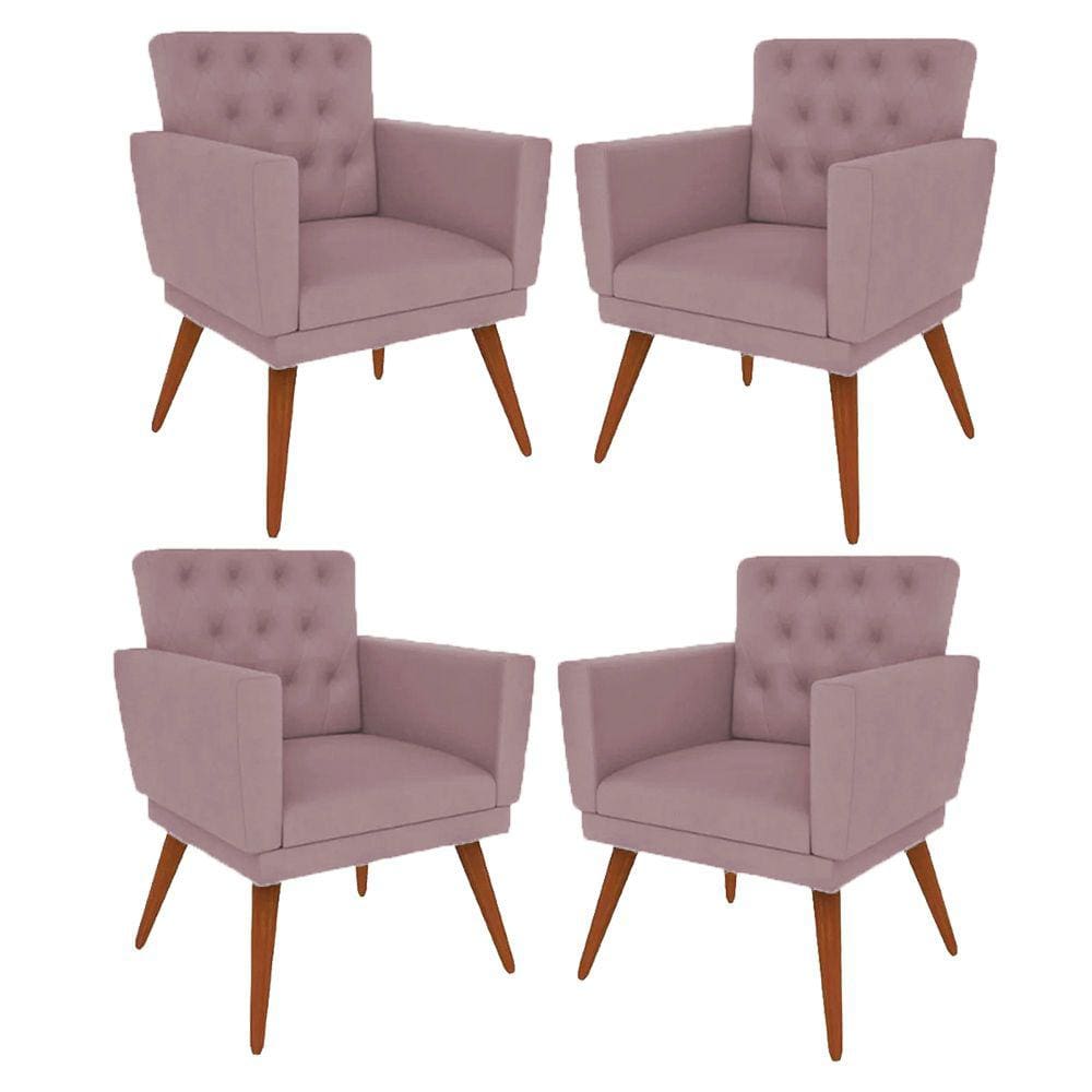 Kit 4 Poltronas Nina com Capitone - Rosê