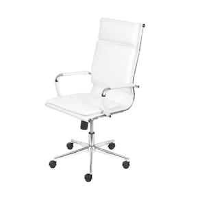 Cadeira Escritório Alta em Sintético Estofada com Rodízios 3304 OR Design Branco