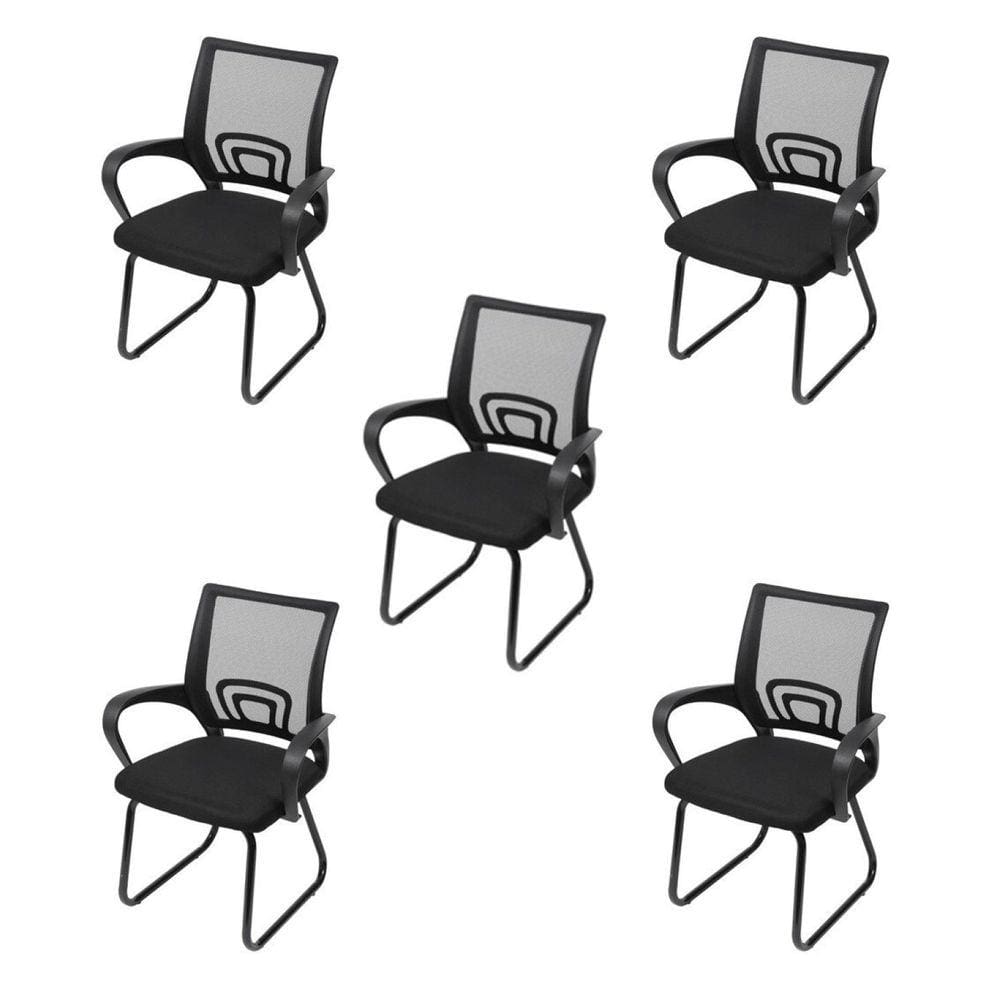 Kit 5 Cadeiras para Escritório Interlocutor Fixa Tela Mesh Tok OR Design Preto