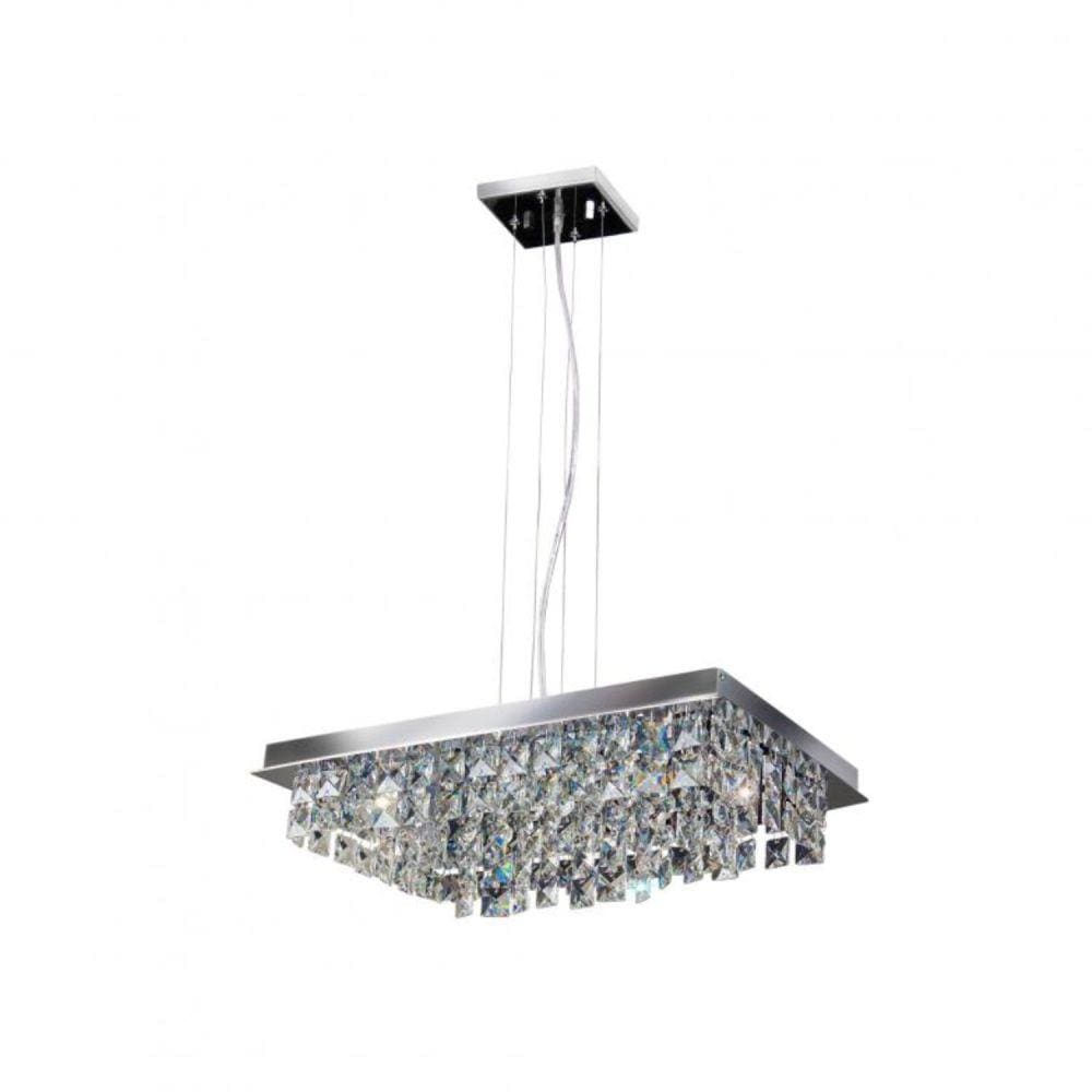 Pendente Lyon Cristal Quadrado 24x40cm 4 Luzes G9 Bronzearte