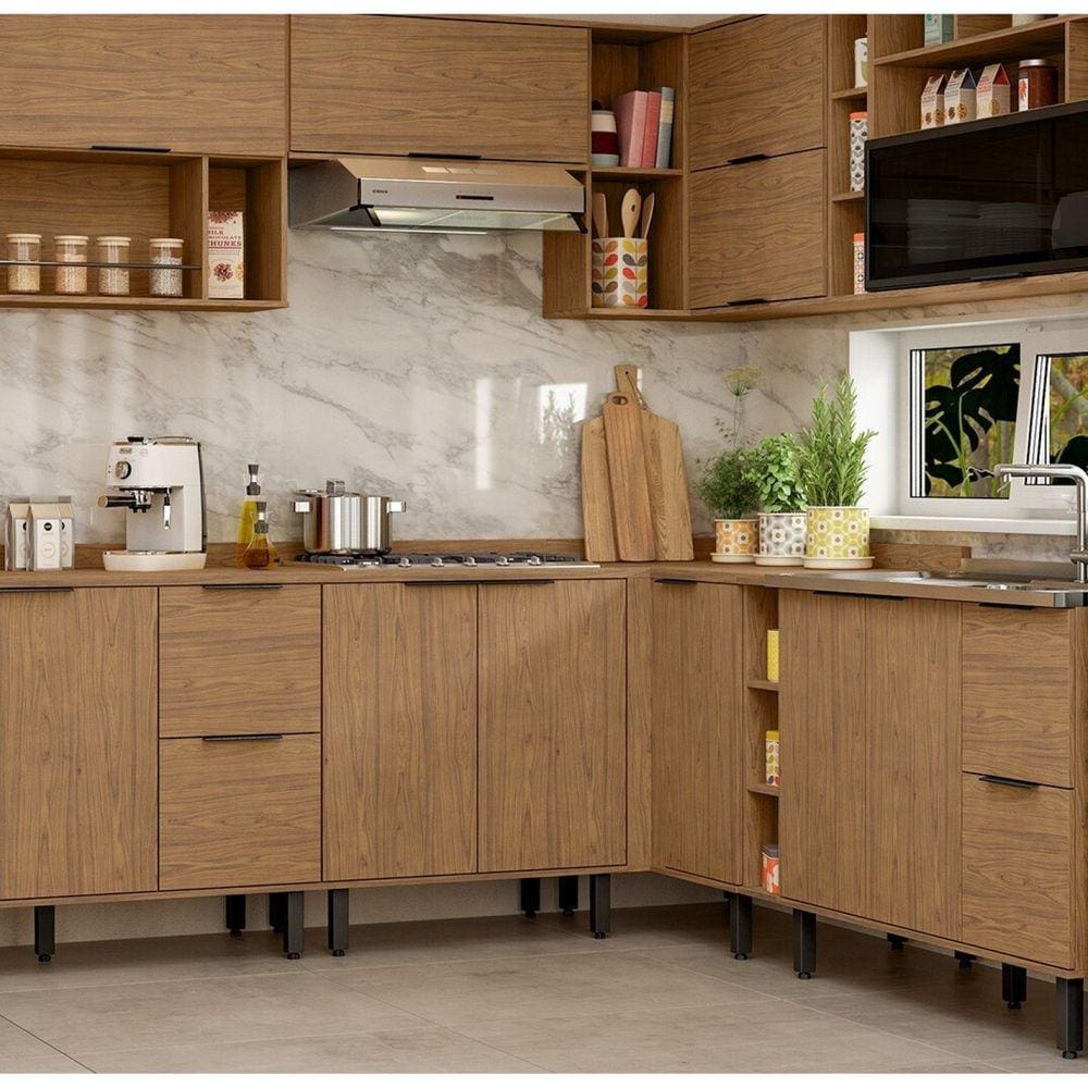 Balcão Para Cozinha Canto Reto Toscana Espresso Móveis Freijó