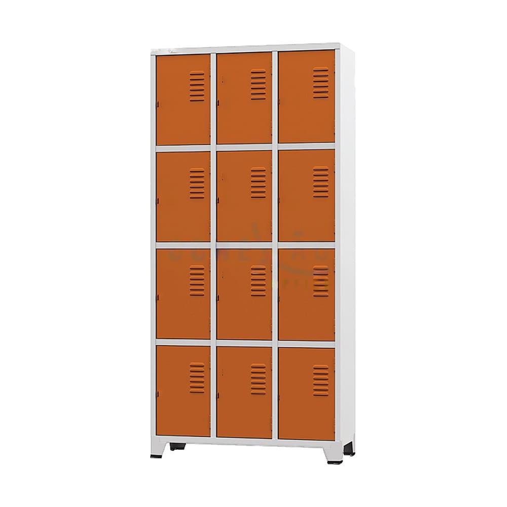 Armário Roupeiro De Aço Para Vestiário 12 Portas Locker Laranja