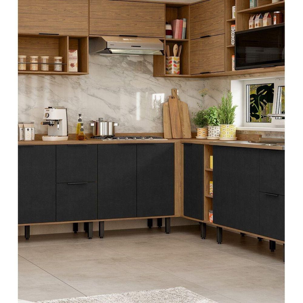 Balcão Para Cozinha 2 Portas Toscana Espresso Móveis Freijó/Nero