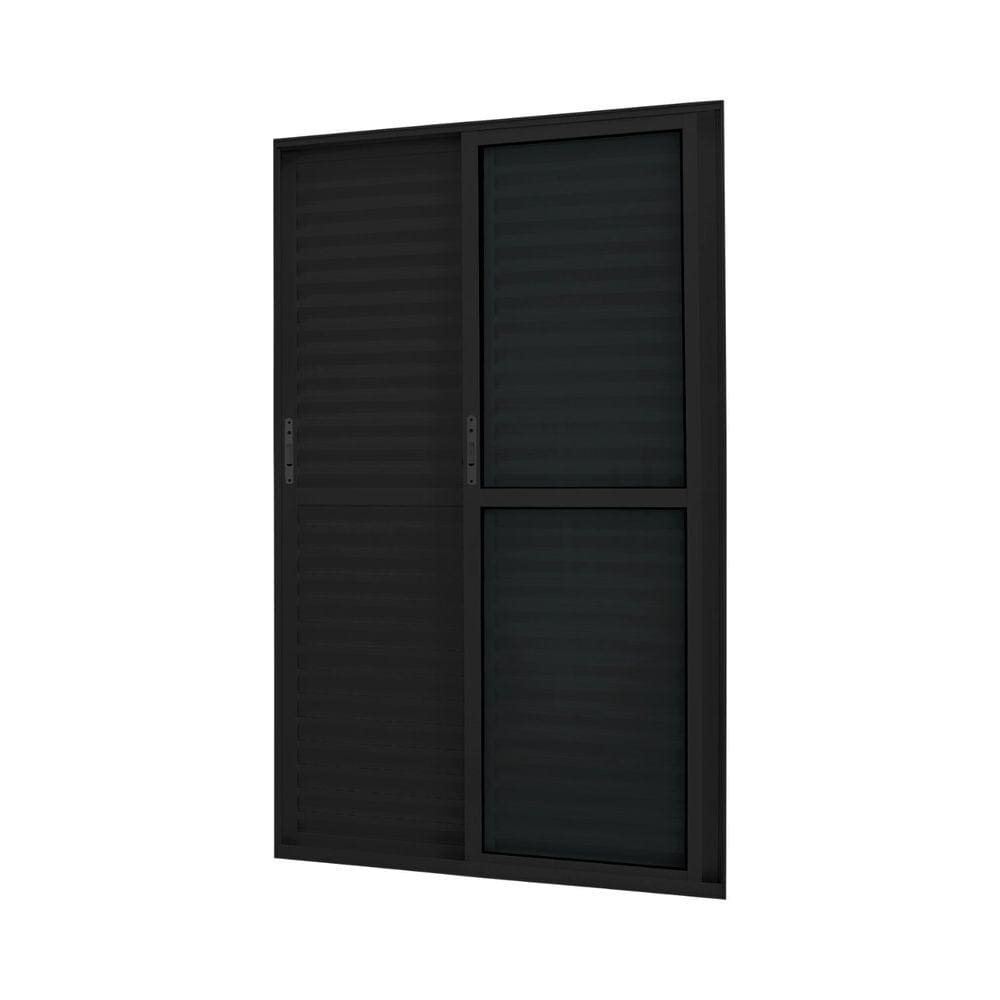 Porta de Alumínio Correr 210x150cm 3 Folhas Atlântica Preto
