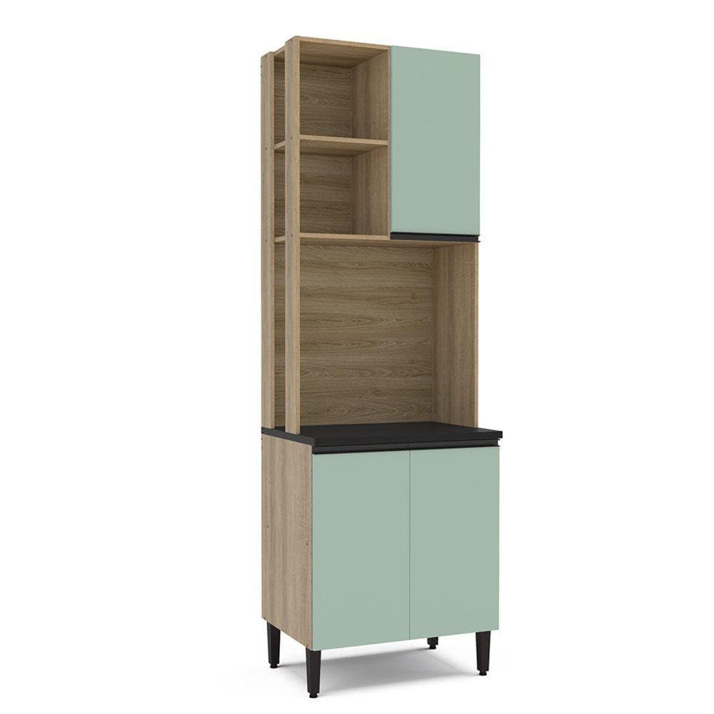 Paneleiro de Cozinha 3 Portas 2 Nichos Talharim Politorno Mel/Verde Bellagio