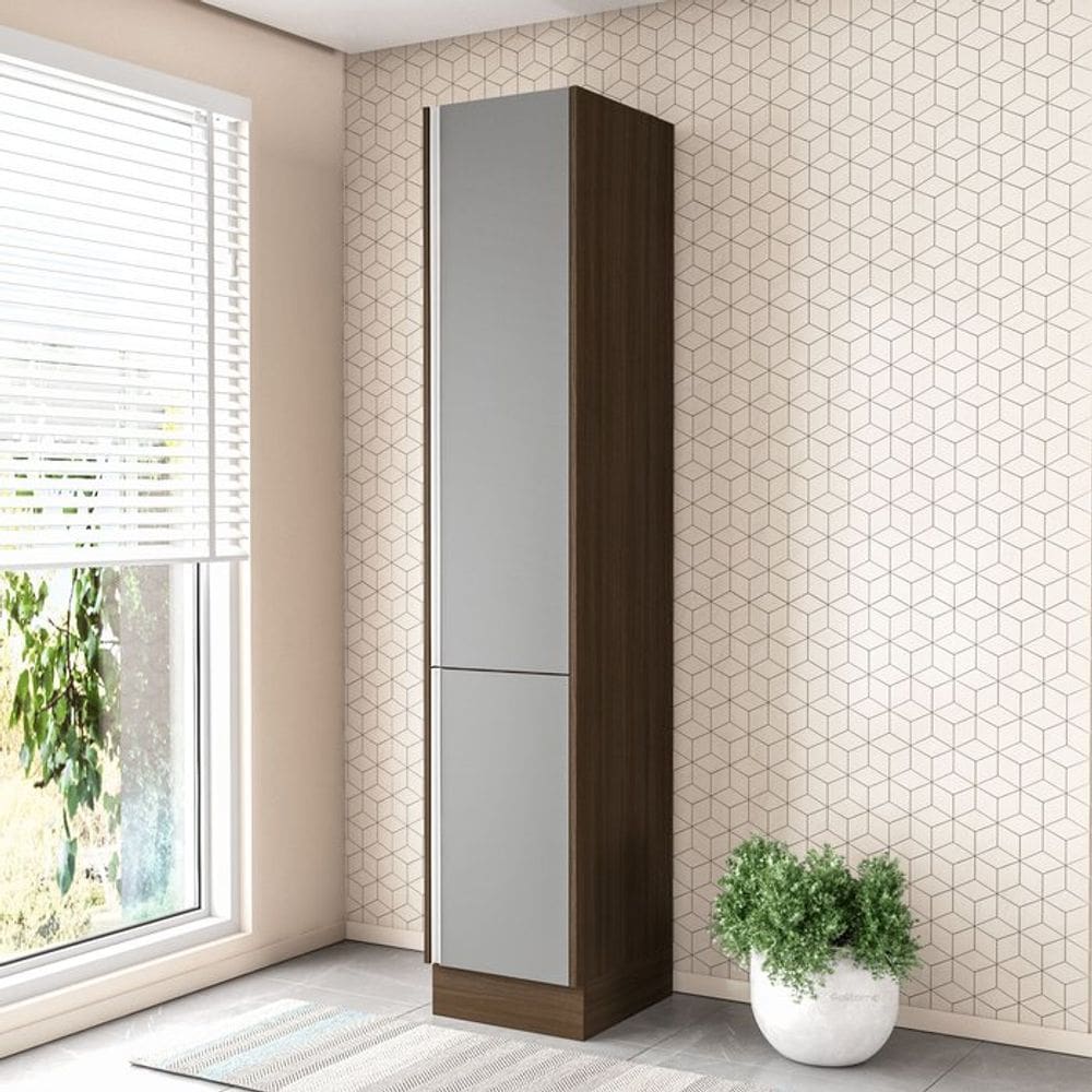 Paneleiro 2 Portas Campanele 60cm Amendoa/Cinza Politorno Moveis