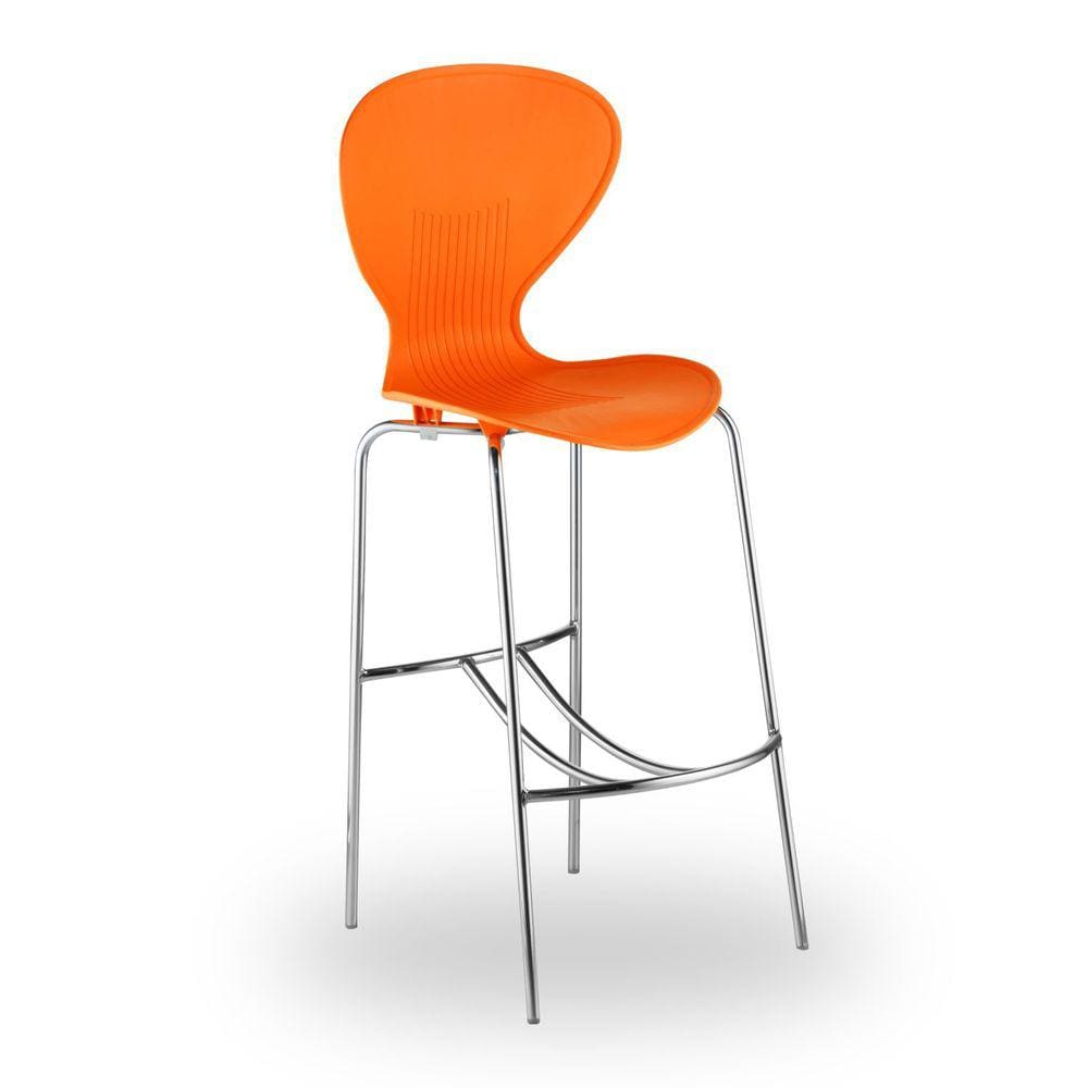 Banqueta Alta com Encosto Flash Prima Design Laranja