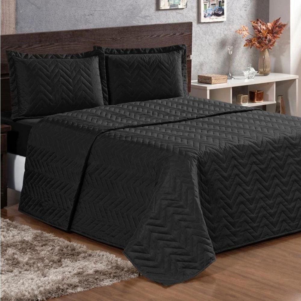 Cobre Leito King Pratic Lisa 3 Peças - Preto