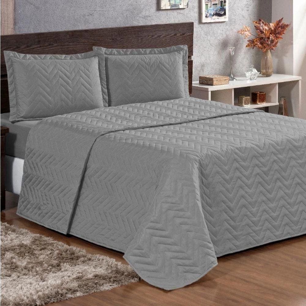 Cobre Leito Queen Pratic Lisa 3 Peças - Cinza