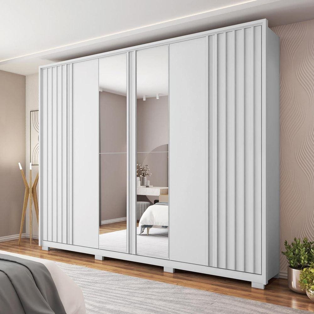 Guarda Roupa Casal 6 Portas 4 Gavetas Suburban Espresso Móveis Branco