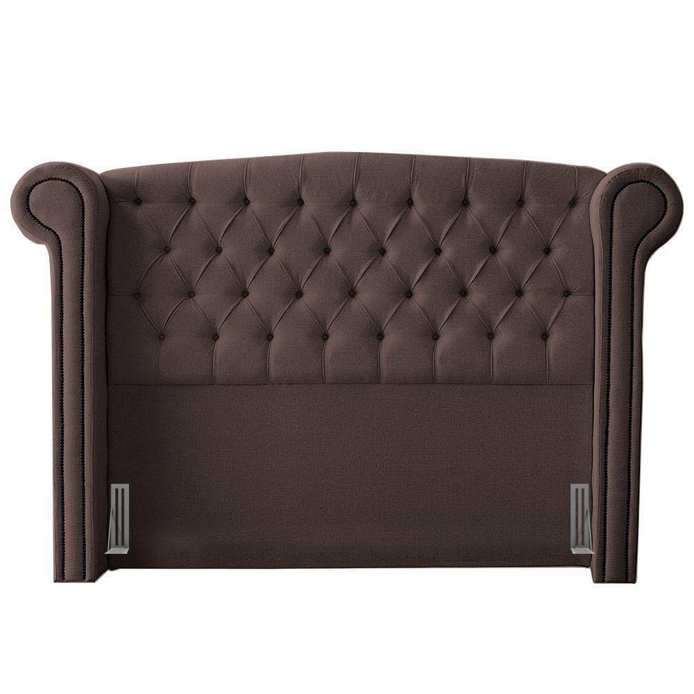 Cabeceira Cama Box Casal Adelle 140Cm Com Frame Suede Marrom