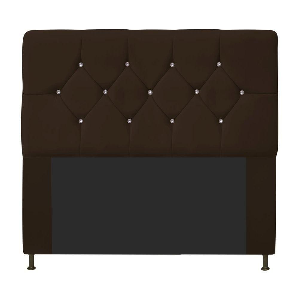 Cabeceira Casal C/ Strass 140 Cm Para Cama Box Suede Marrom