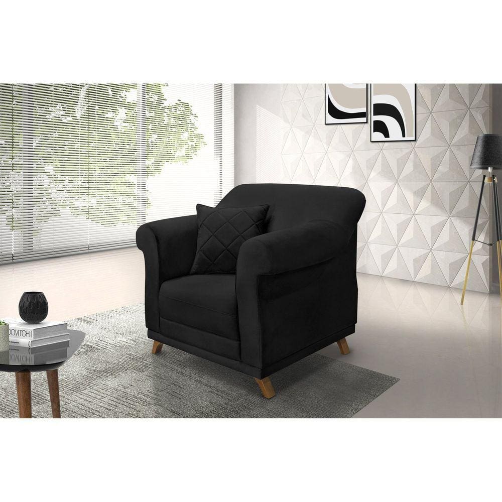 Poltrona Veludo Arras Spezzia Decor Preto