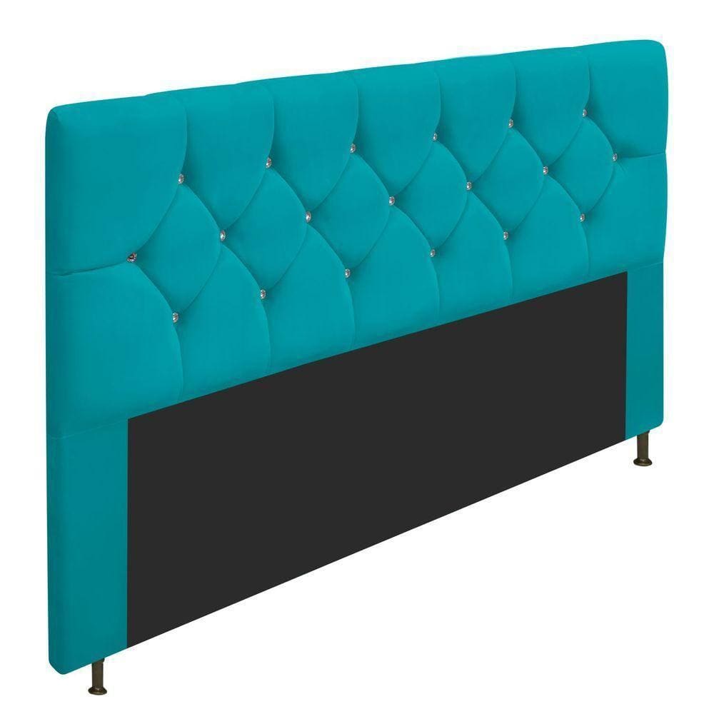 Cabeceira King 195 Cm Para Cama Box Suede Azul Turquesa