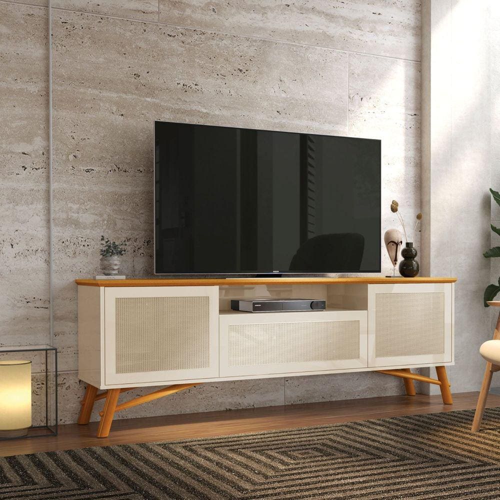 Rack para TV até 75 Polegadas 3 Portas Darin EDN Móveis Off White