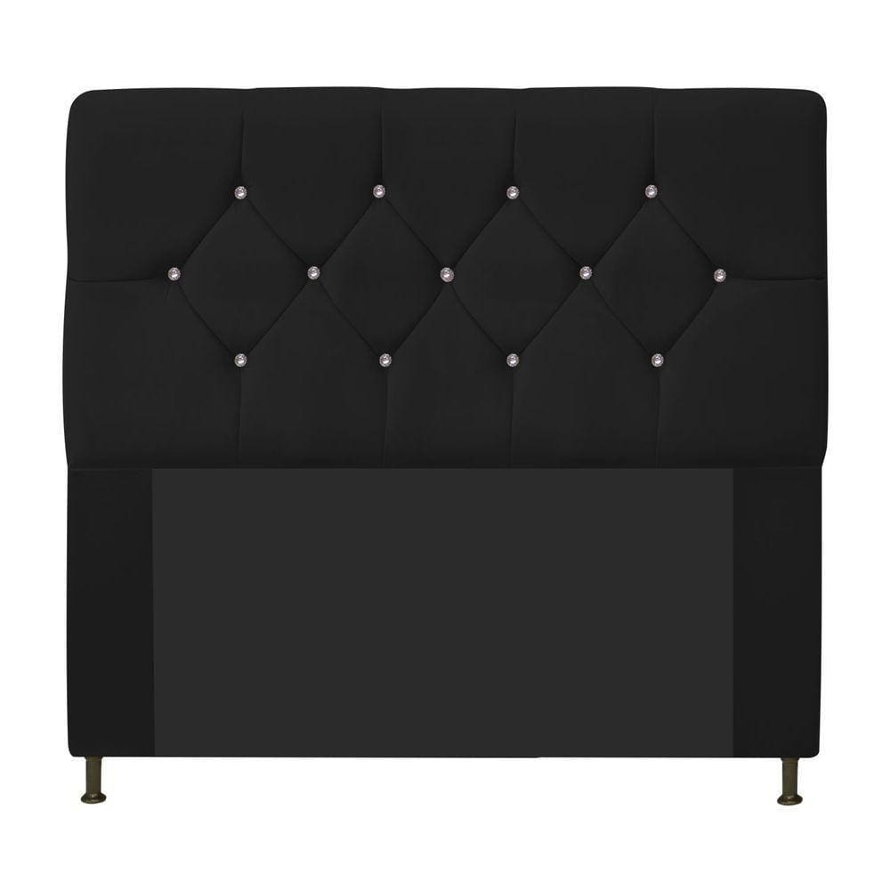 Cabeceira Casal C/ Strass 140 Cm Para Cama Box Corano Preto