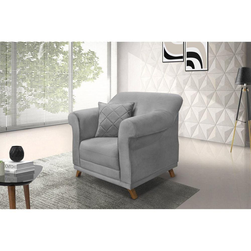 Poltrona Veludo Arras Spezzia Decor Cinza