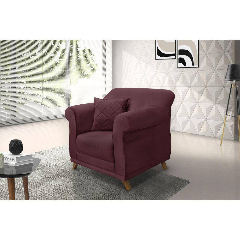 Poltrona Veludo Arras Spezzia Decor Vinho