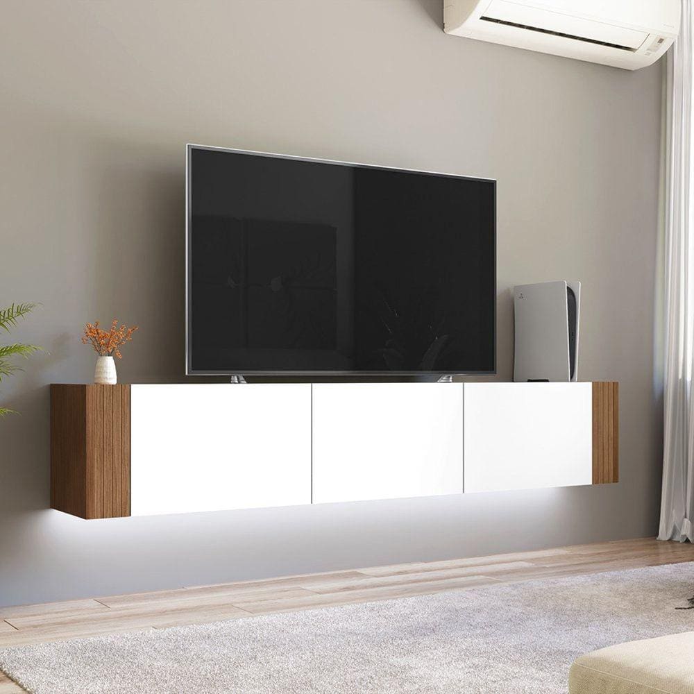 Rack Suspenso Udine 3 Portas Basculantese 217cm Yescasa Cedro/Branco