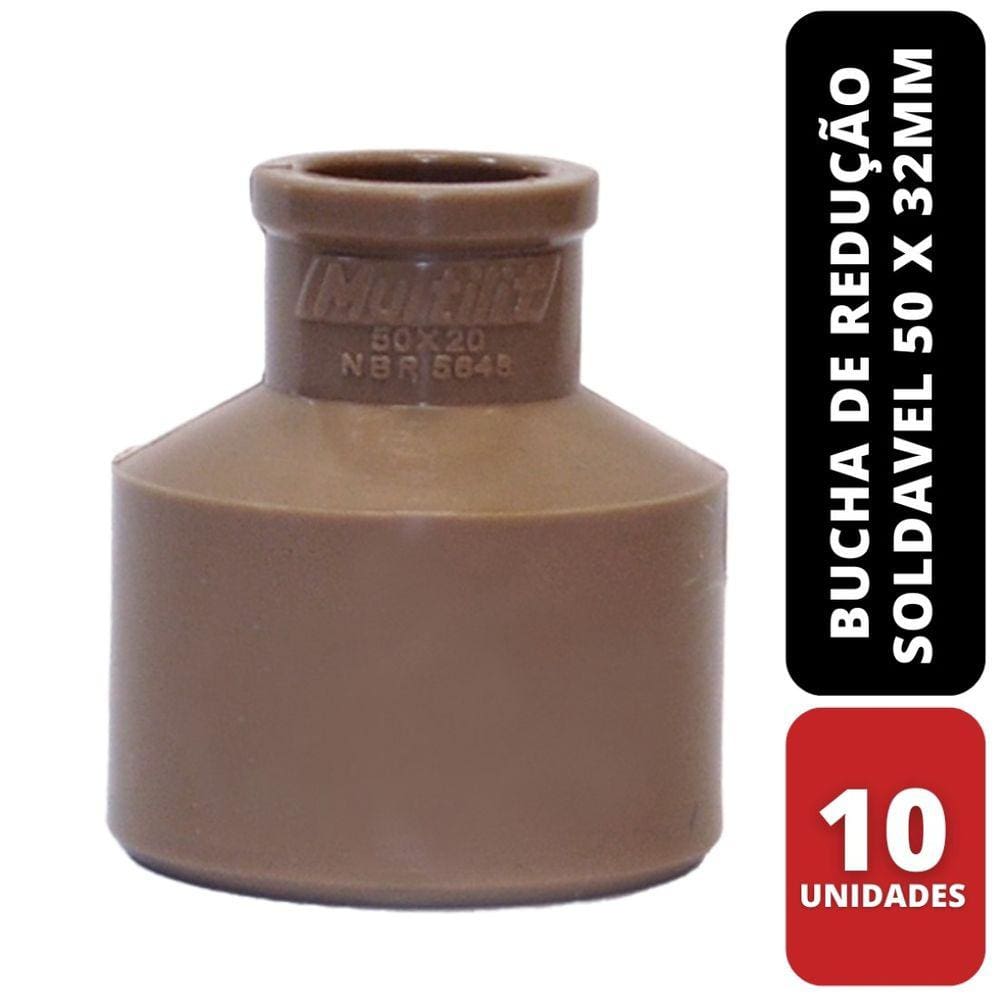 Kit C/ 10 Bucha de Redução Soldavel Longa 50 x 32mm Multilit
