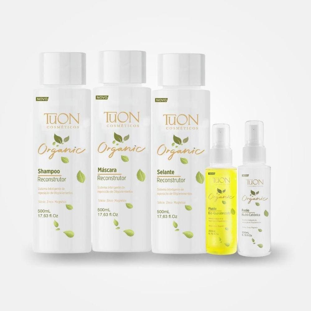Kit Organic 5 Shampoo, Máscara, Selante, Fusão E Fluído - Tuon