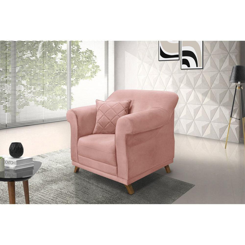 Poltrona Veludo Arras Spezzia Decor Rosa