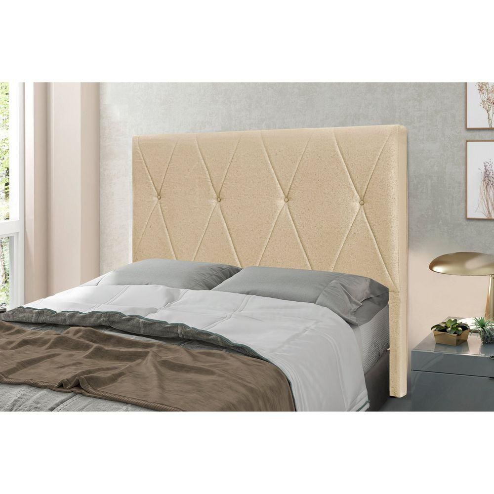Cabeceira King 195cm Linho Rústico Aquilla Spezzia Decor Dourado