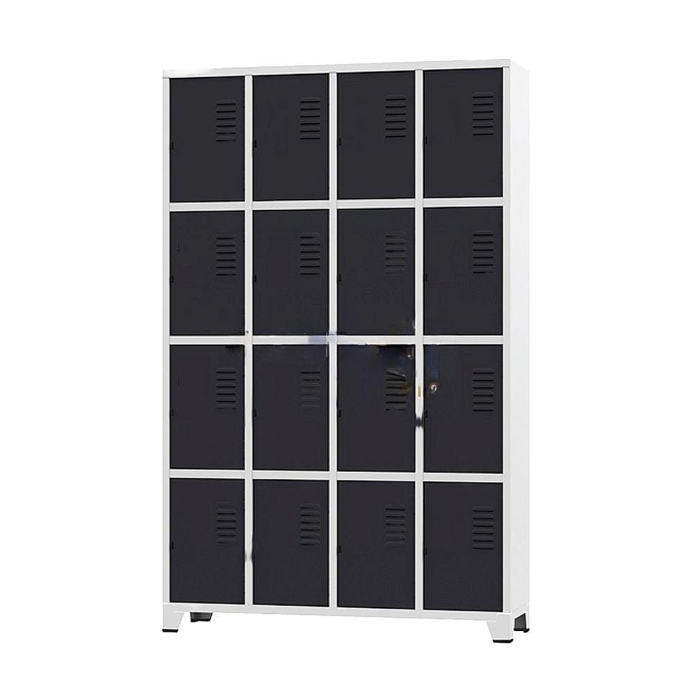 Armário Roupeiro De Aço Para Vestiário 16 Portas Locker Preto