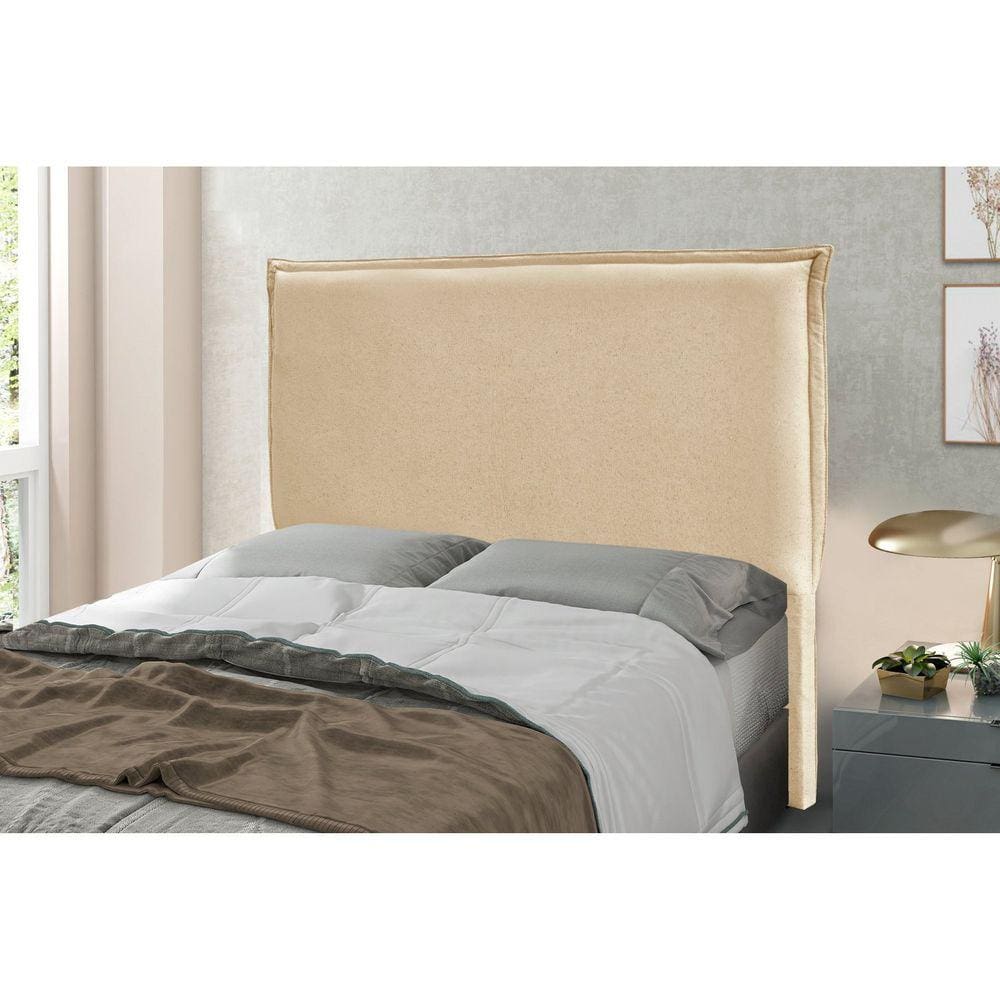 Cabeceira Solteiro 90cm Linho Rústico Veneza Spezzia Decor Dourado