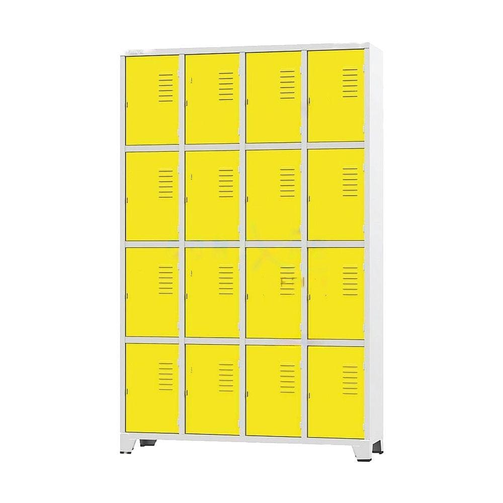 Armário Roupeiro De Aço Para Vestiário 16 Portas Locker Amarelo