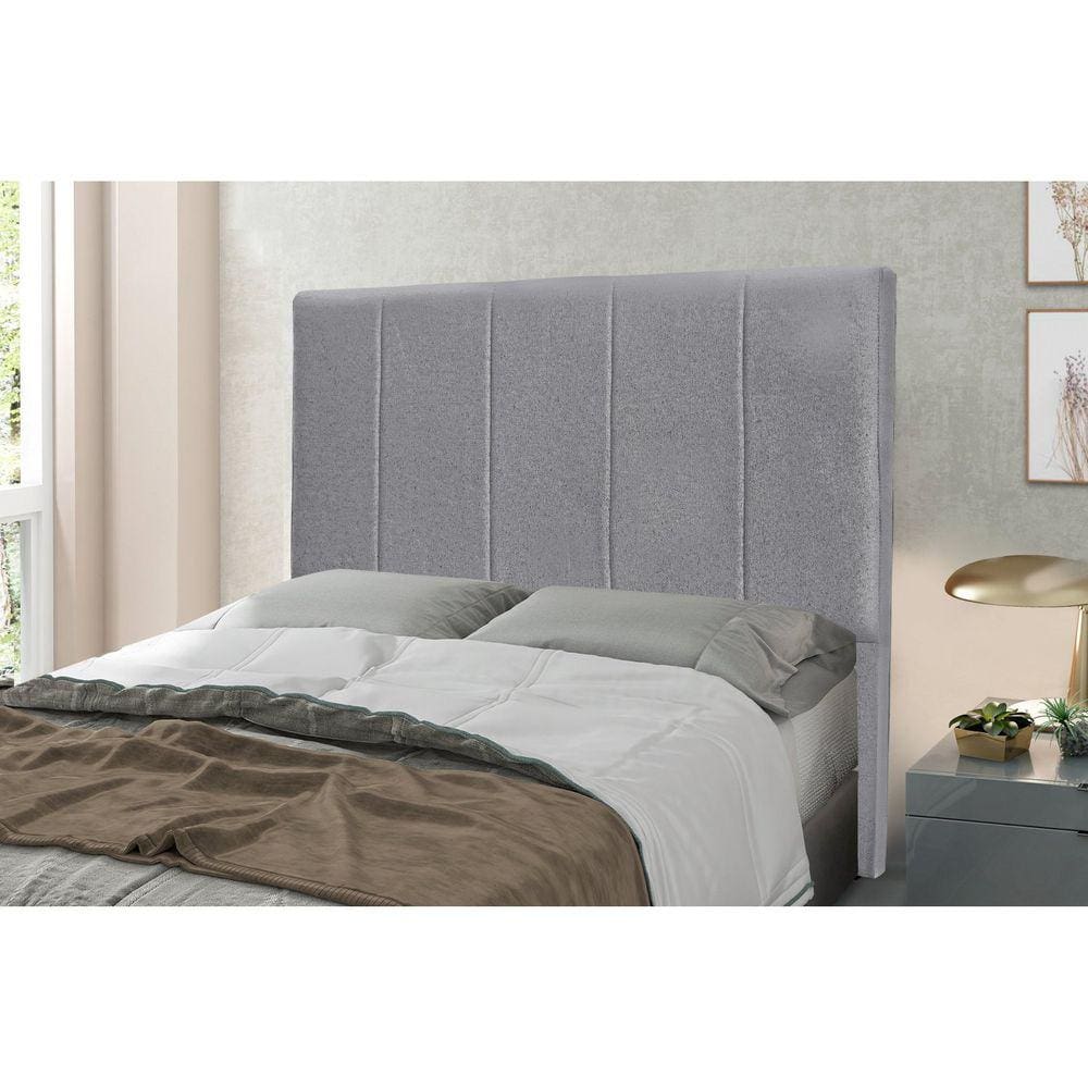 Cabeceira Casal 140cm Linho Rústico Ravenna Spezzia Decor Cinza