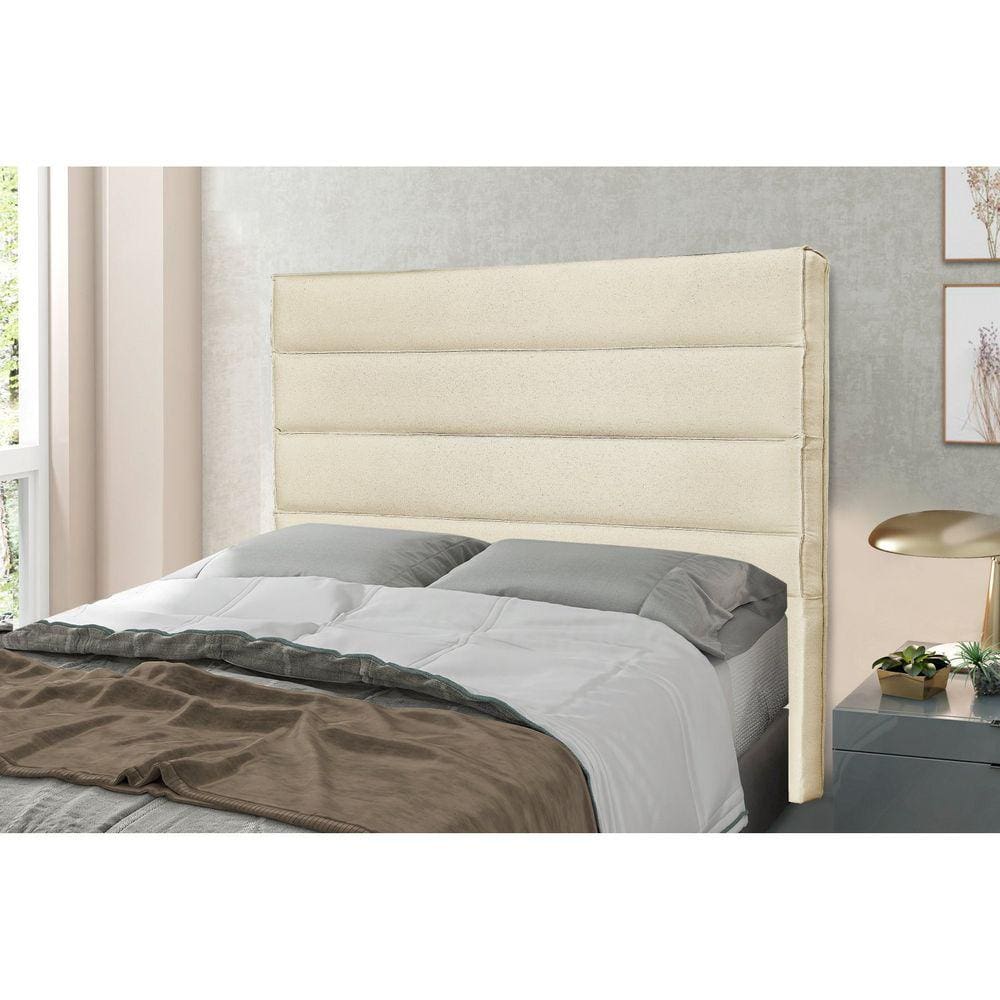 Cabeceira King 195cm Linho Rústico La Italiana Spezzia Decor Pérola