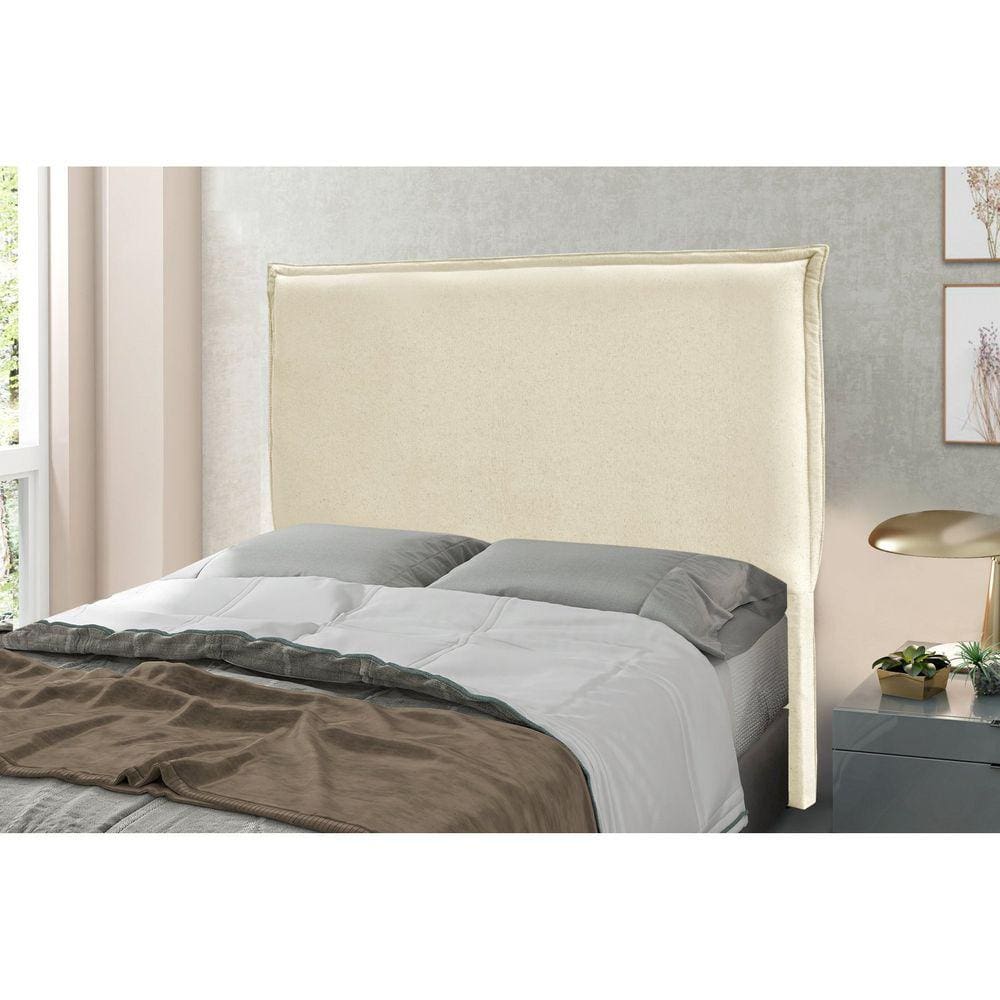 Cabeceira Casal 140cm Linho Rústico Veneza Spezzia Decor Pérola