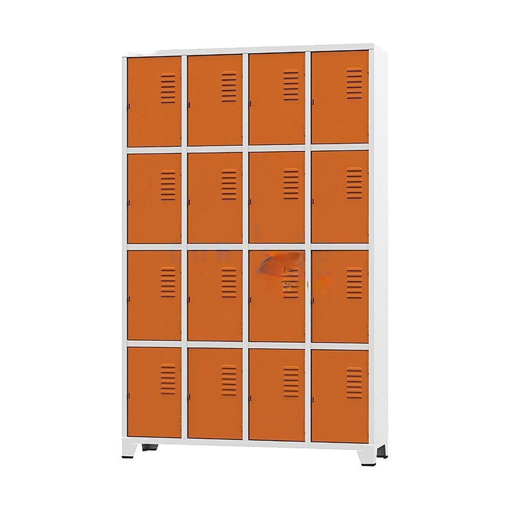 Armário Roupeiro De Aço Para Vestiário 16 Portas Locker Laranja