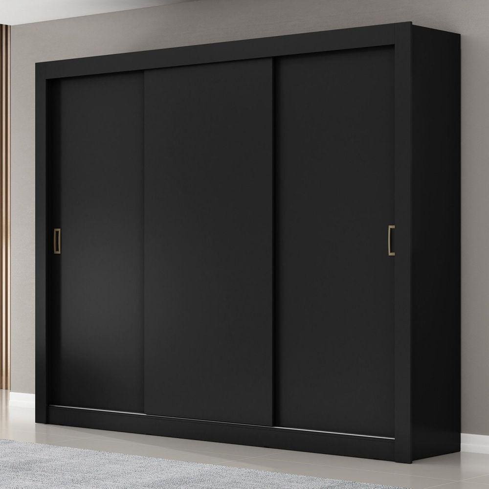 Guarda Roupa 3 Portas 4 Gavetas Serenity Yescasa Preto