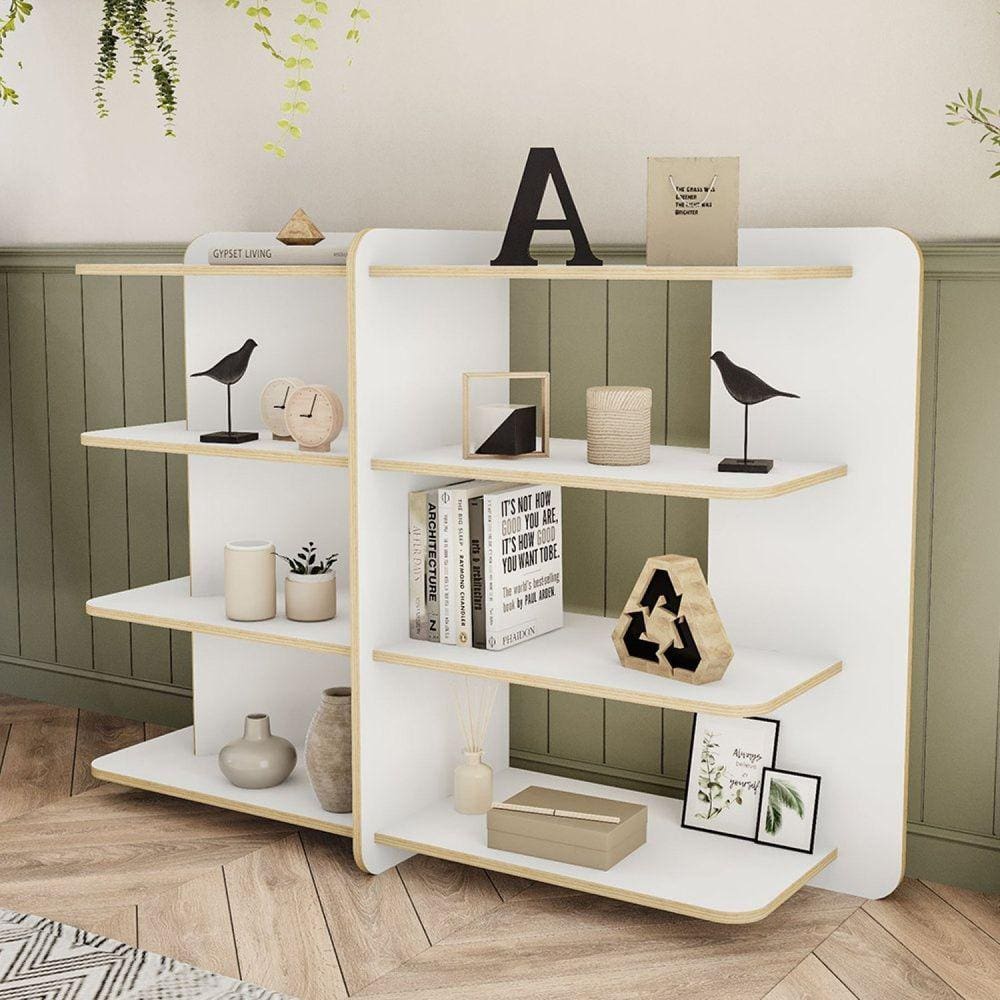Estante 6 Nichos Eco Friendly Politorno Branco/Borda Compensado Naval