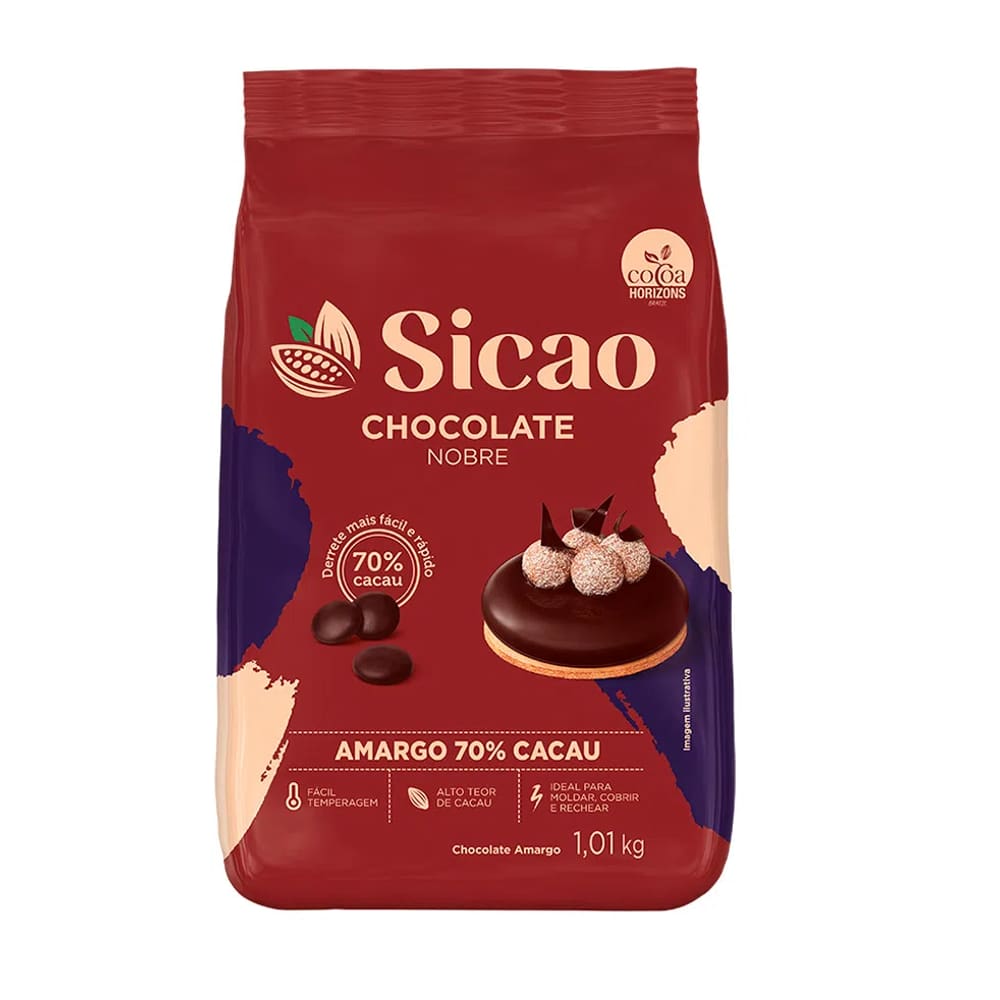 Chocolate Nobre Amargo 70 Gotas 1kg Sicao