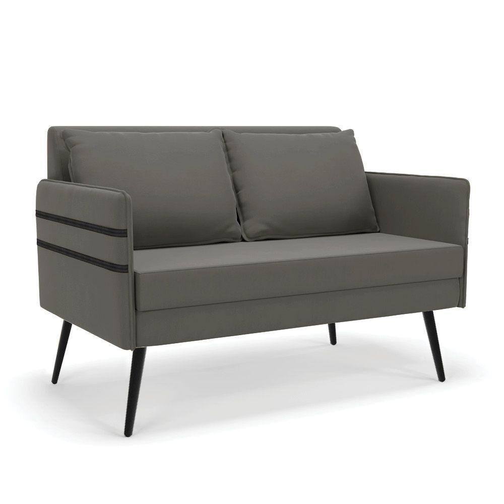 Namoradeira 02 Lugares Mari Suede Grafite De Ferro