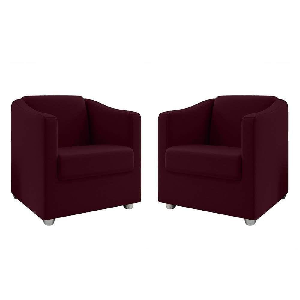 Kit 2 Poltronas Ana Suede Pés Cromado Marsala