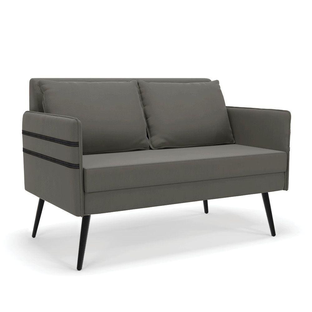Namoradeira 02 Lugares Mari Suede De Ferro Grafite
