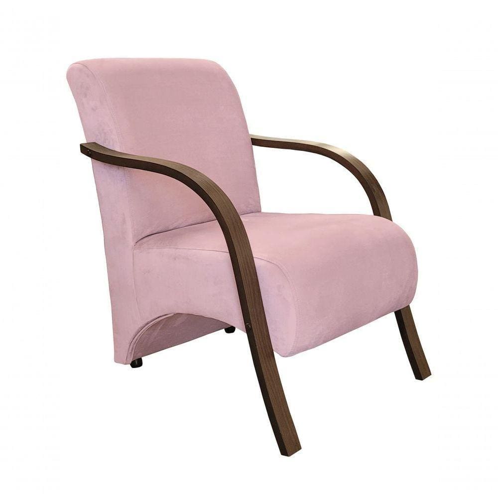 Poltrona Decorativa Stilo Braços Dora Bela 0125 Rosa