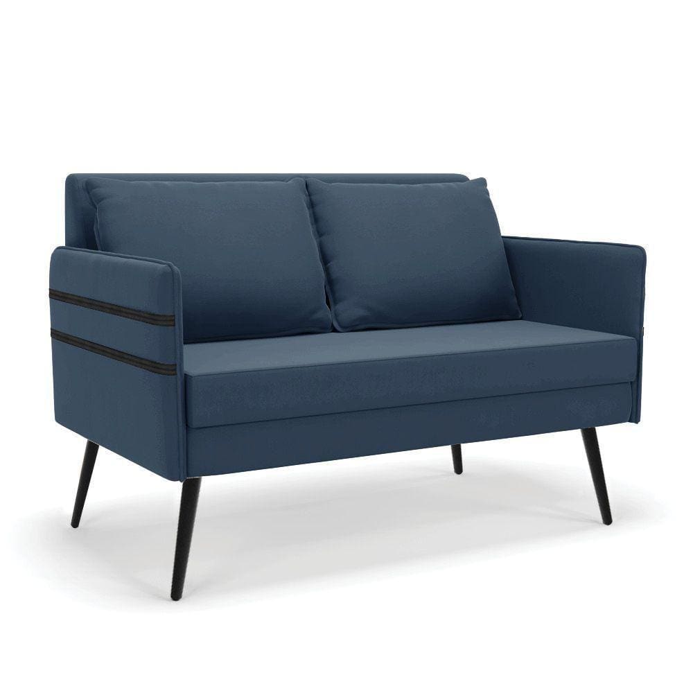 Namoradeira 02 Lugares Mari Suede De Ferro Azul Marinho