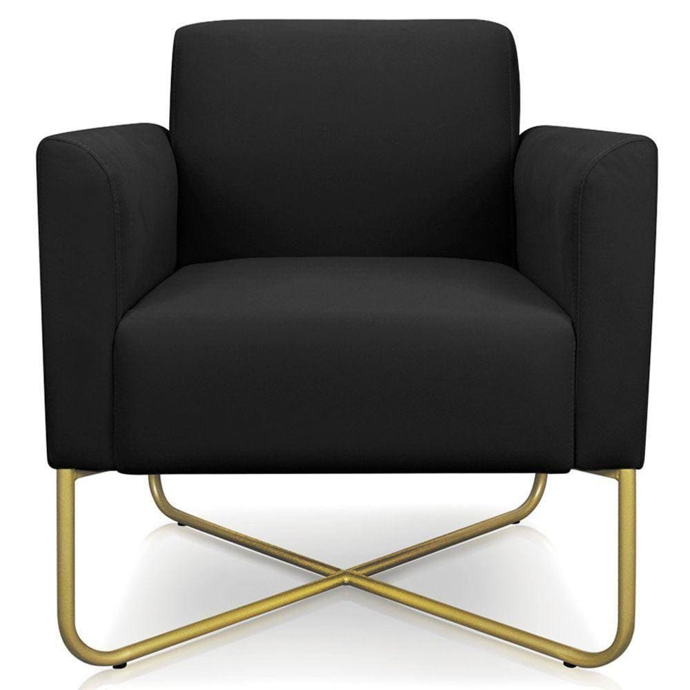 Poltrona Isabella Base X Suede Preto dourado