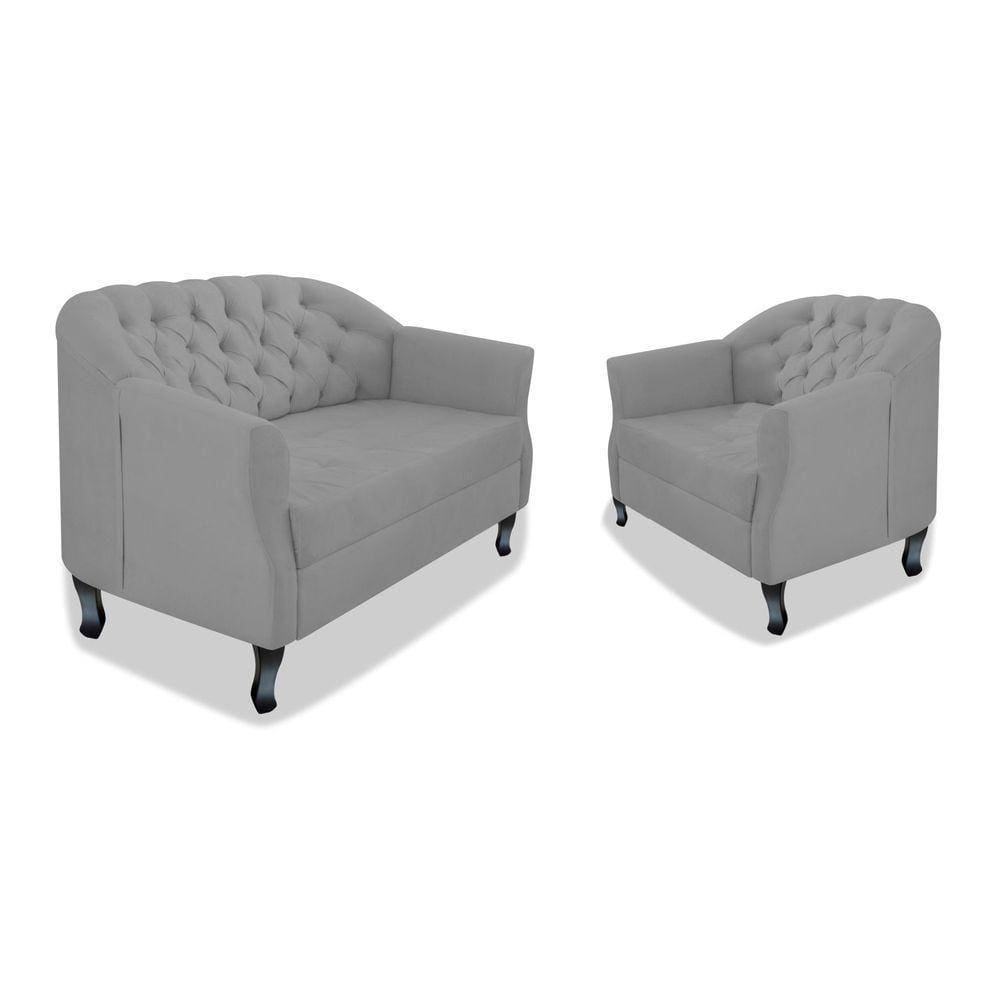 Kit Namoradeira E Poltrona Julia A02 Cinza