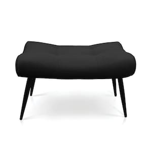 Puff Sher Suede Preto Pés Palito De Ferro - D`Rossi