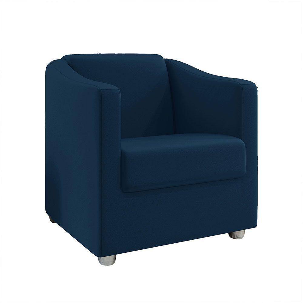 Poltrona Ana Suede Pés Cromado Azul Marinho