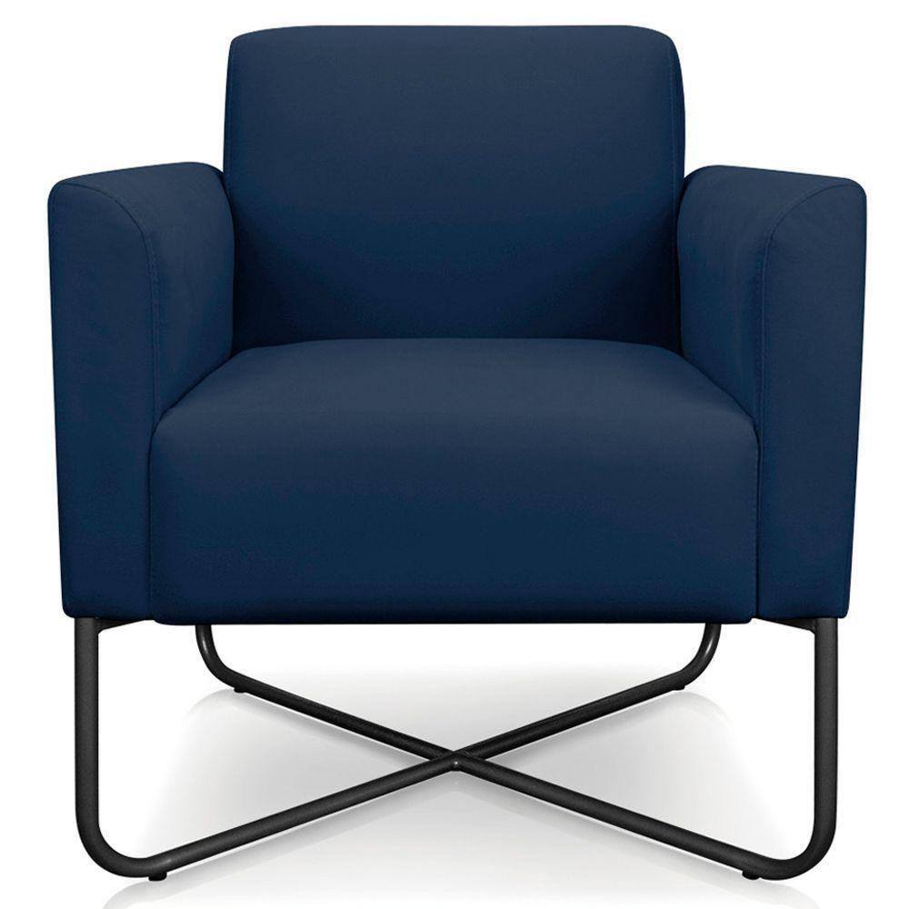 Poltrona Isabella Base X Suede Azul Marinho preto