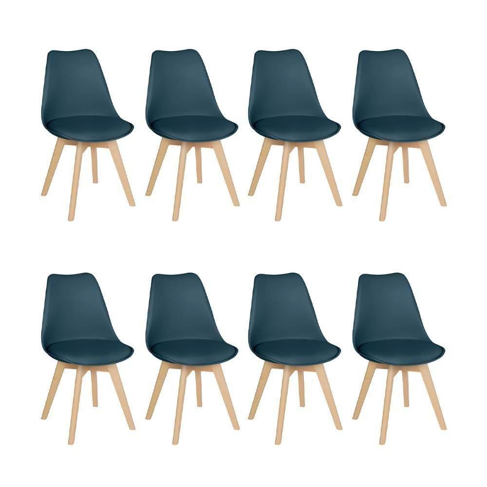 Kit 8 Cadeiras Leda Com Assento Estofado Turquesa Turquesa
