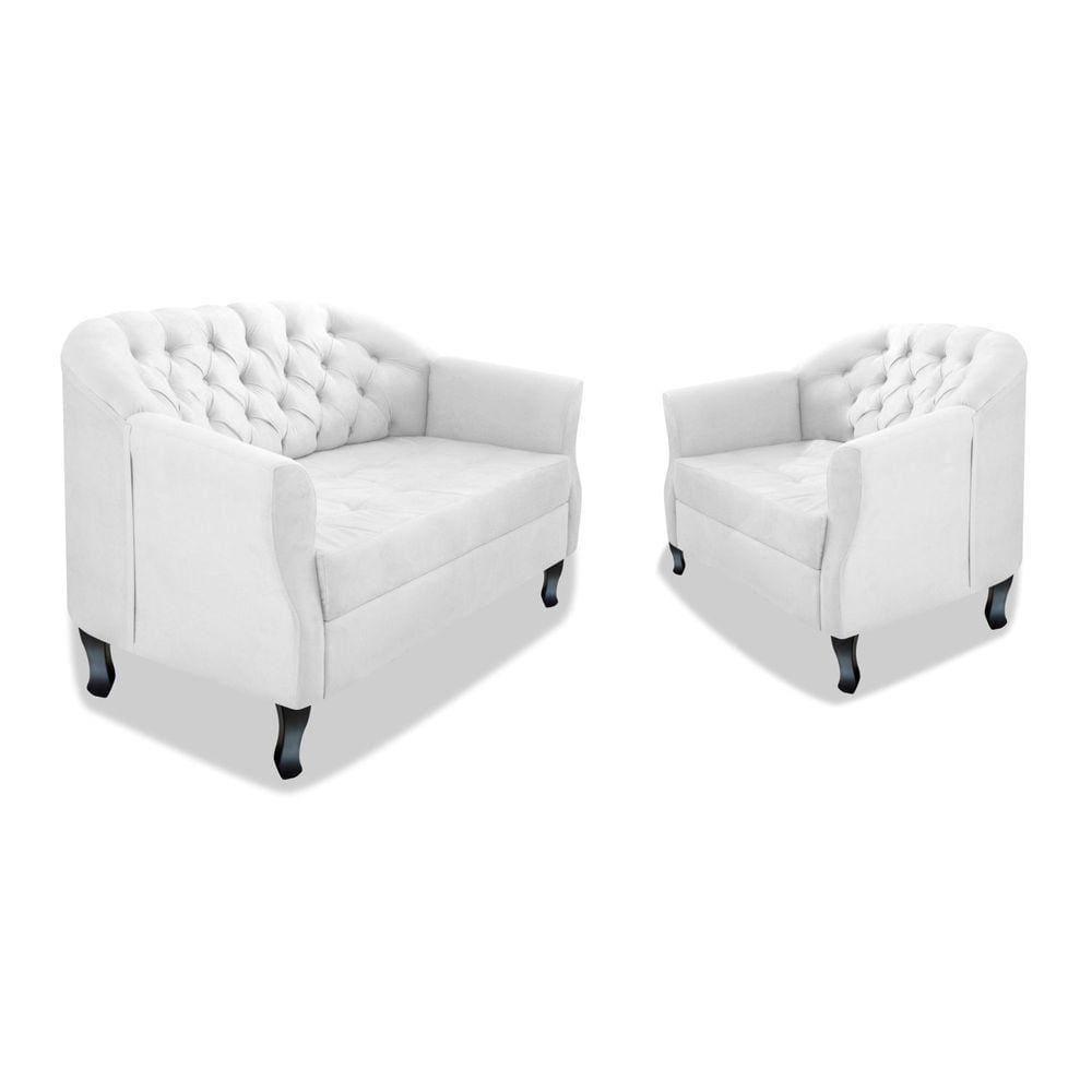 Kit Namoradeira E Poltrona Julia Suede Branco